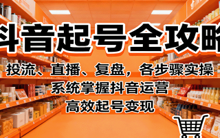 抖音起号全攻略，投流、直播、复盘，各步骤实操，系统掌握抖音运营，高效起号变现