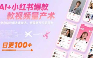 AI+小红书爆款视频量产术：全自动剪辑去重技术，矩阵账号日更百条