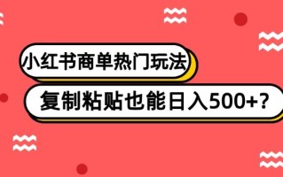小红书商单热门玩法，复制粘贴也能日入500+