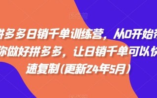 拼多多日销千单训练营，从0开始带你做好拼多多，让日销千单可以快速复制(更新24年7月)