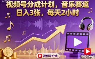 视频号分成计划，音乐赛道，日入3张，每天2小时