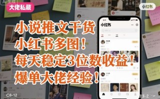 小说推文干货之小红书多图每天稳定3位数收益爆单大佬经验分享