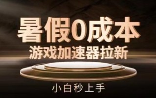 暑假0成本游戏加速器拉新，小白秒上手，无需投资【揭秘】