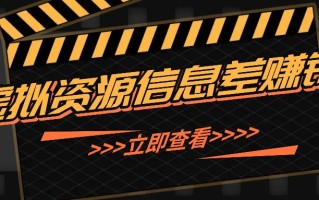 利用信息差操作虚拟资源，0基础小白也能操作，每天轻松收益50-100+