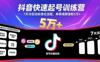 抖音快速起号训练营，7天冷启动标准化流程，单条视频涨粉5万+