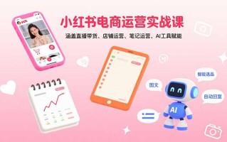 小红书电商运营实战课：涵盖直播带货、店铺运营、笔记运营、AI工具赋能