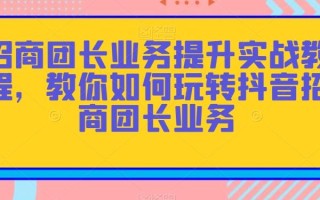 招商团长业务提升实战教程，教你如何玩转抖音招商团长业务
