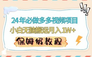 人人都能操作的蓝海多多视频带货项目，小白无脑搬运月入10000+【揭秘】