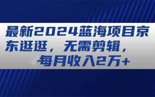 最新2024蓝海项目京东逛逛，无需剪辑，每月收入2万+