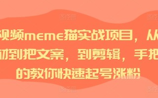 短视频meme猫实战项目，从选素材到把文案，到剪辑，手把手的教你快速起号涨粉