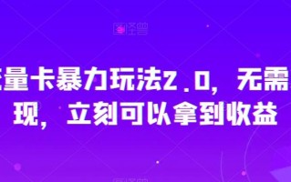 秒反流量卡暴力玩法2.0，无需次月提现，立刻可以拿到收益【揭秘】