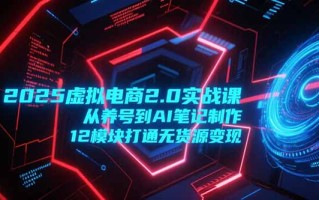 2025虚拟电商2.0实战课，从养号到AI笔记制作，12模块打通无货源变现