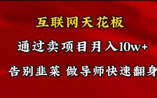 导师训练营互联网的天花板，让你告别韭菜，通过卖项目月入10w+，一定要…