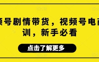 视频号剧情带货，视频号电商培训，新手必看