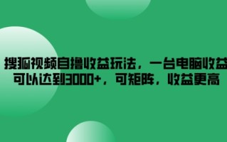搜狐视频自撸收益玩法，一台电脑收益可以达到3k+，可矩阵，收益更高【揭秘】