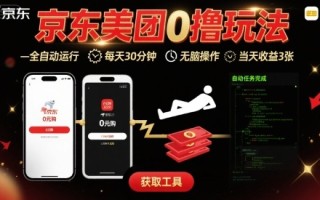 京东美团平台最新0撸玩法，全自动挂G，每天30分钟，无脑操作，当天收益3张【揭秘】