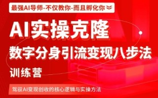 AI实操克隆：数字分身引流变现八步法训练营，驾驭AI变现创收的核心逻辑与实操方法