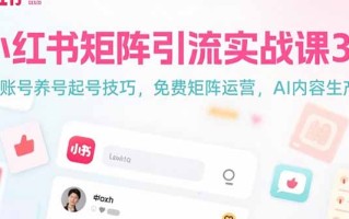 小红书矩阵引流实战课3.0：账号养号起号技巧，免裴矩阵运营，AI内容生产
