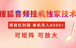 首发搜狐音频挂JI，项目红利期，可矩阵可放大，稳定月入5k【揭秘】