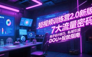 短视频训练营2.0新版，7大流量密码/钩子设计技巧/私域引流/DOU+投放指南