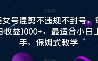 美女号混剪不违规不封号，每日收益1000+，最适合小白上手，保姆式教学