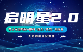 【启明星2.0】25个搬砖挂机代发精品项目，上线训练营，新模式新选择
