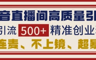 抖音直播间引流创业粉，无需连麦、不用上镜、超暴力，日引流500+高质量精准创业粉