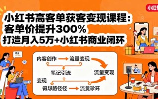 小红书高客单获客变现课程：客单价提升300%，打造月入10万+小红书商业闭环