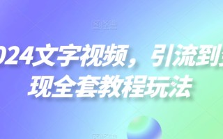 2024文字视频，引流到变现全套教程玩法【揭秘】