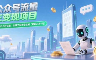 公众号流量主变现项目，新手日入四位数，含爆文写作全攻略(更新25年7月