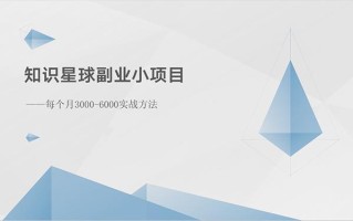 知识星球副业小项目：每个月3000-6000实战方法
