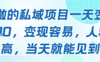 好做的私域项目一天变现1k+，变现容易，人群占比高，当天就能见到钱
