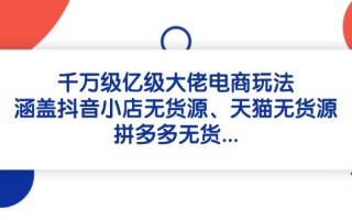 千万级亿级大佬电商玩法：涵盖抖音小店无货源、天猫无货源、拼多多无货…