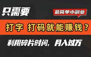 只需要打字，打码，就能赚钱？简单的赚钱小副业，利用碎片时间，月入过万