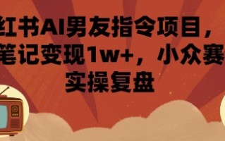 小红书AI男友指令项目，单条笔记变现1w+，小众赛道实操复盘