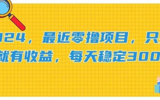 2024，最近零撸项目，只要做就有收益，每天动动手指稳定收益300+