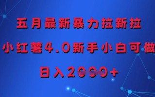 五月最新暴力拉新拉，小红薯4.0新手小白可做，日入多张