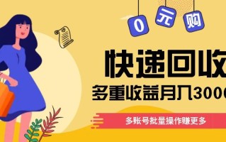 快递回收多重收益玩法，多账号批量操作，新手小白也能搬砖月入3000+！