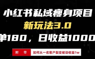 小红书瘦身项目3.0模式，新手小白日赚收益1000+(附从一名客户裂变收益…