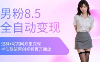 全网独家男粉8.5运营课程，进群+写真+网盘，稳定日入 5张