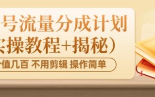 价值几百上千不用剪辑简单操作视频号流量分成计划（实操教程+揭秘）