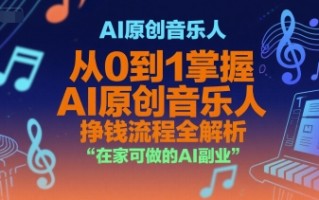 AI原创音乐人，从0到1掌握AI原创音乐人挣钱流程全解析，在家可做的AI副业