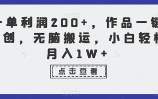 一单利润200+，作品一键原创，无脑搬运，小白轻松月入1W+【揭秘】