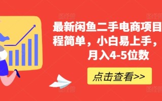 最新闲鱼二手电商项目，流程简单，小白易上手，副业月入4-5位数!