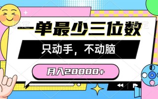 一单最少三位数，只动手不动脑，月入2万，看完就能上手，详细教程