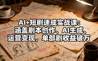 AI+短剧速成实战课：涵盖剧本创作、AI生成、运营变现，单部剧收益破万