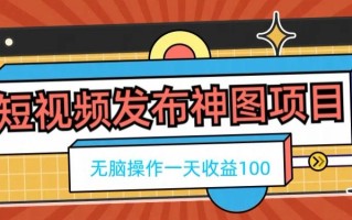 短视频发布神图项目，无脑操作，一天收益100