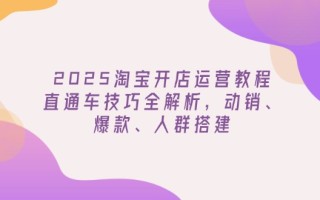2025淘宝开店运营教程更新，直通车技巧全解析，动销、爆款、人群搭建