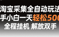 淘宝采集全自动玩法，新手小白一天轻松500+，全程挂机解放双手