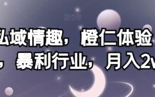 私域情趣，橙仁体验馆，暴利行业，月入2w【揭秘】